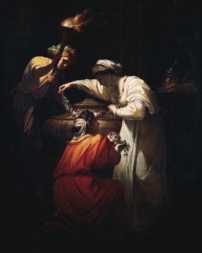 Cleopatra Decorating the Tomb of Mark Anthony, by Angelica Kauffmann (1741-1807), oil on canvas بواسطة أنجليكا كوفمان