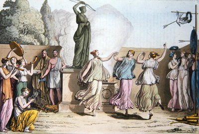 رقصة ديليان ، رسم توضيحي من "Le Costume Ancien ou Moderne" لجول فيرارو ، نقش بواسطة باولو فوماغالي ، ميلان 1819 (نقش ملون) بواسطة أنجيلو (بعد) مونتيسيلي