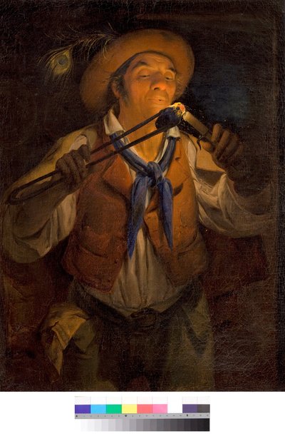 فلاح يضيء شمعة بفحم مشتعل لوحة لأنجيلو إنجاني (1807-1880) 1850 مجموعة خاصة بواسطة أنجيلو إنغاني