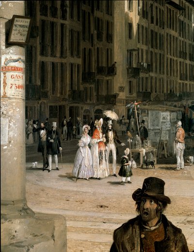 ماركي دي فيجيني أ ميلانو (بيازا ديل دومو مع زاوية كوبيرتو دي فيجيني) التفاصيل - رسم أنجيلو إنغاني (1807-1880) بواسطة أنجيلو إنغاني