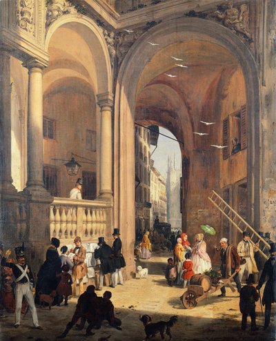 Piazza dei Mercanti أو الانتقال من ساحة Old Fish Merchants بواسطة أنجيلو إنغاني