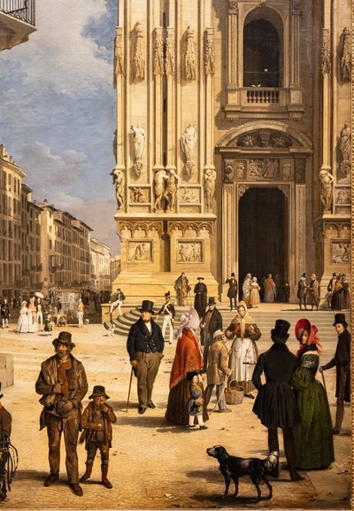 منظر لكاتدرائية دومو مع كوبرتو فيجيني، التفاصيل بواسطة أنجيلو إنغاني