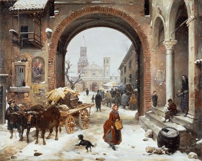 سوق الشتاء أمام دير كليرفو بواسطة أنجيلو إنغاني