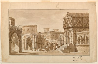 تصميم المسرح والقصر القوطي والكنيسة والقلعة بواسطة أنجيلو توسيلي