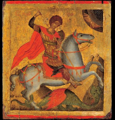 Akotandos ، Angelos (نشط حوالي 1425-1460) القديس جورج وتمبرا التنين على لوحة ca 1440-1460 متحف بيناكي ، أثينا 40،8x37،5 بواسطة أنجيلوس أكوتانتوس