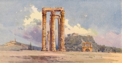 أعمدة زيوس الأولمبي ، أثينا (ليثو ملون) بواسطة أنجيلوس جياللينوس