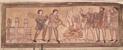 Cott Tib B V f.8 تدفئة وحدادة ، حوالي 1030 (رق) بواسطة الأنجلو ساكسون