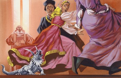 سحلية ألصق بها ليوناردو دافنشي لحية وقرون لمفاجأة الزوار في روما (غواش على ورق) بواسطة أنجوس ماكبرايد