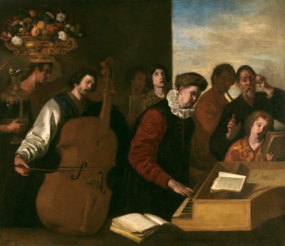 حفلة موسيقية - peinture de 1640 Falcone ، Aniello (1600 / 7-1665) 109x127 سم - متحف ديل برادو ، مدريد - الحفلة الموسيقية (زيت على قماش) ، فالكون ، أنيلو (1607-56) / برادو ، مدريد ، إسبانيا بواسطة أنيللو فالكون