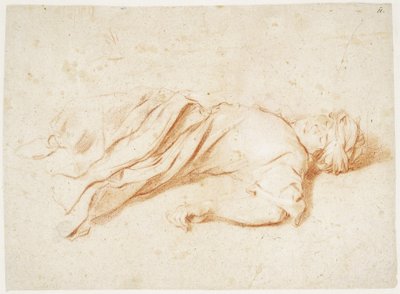 صورة مستلقية للذكر بالزي الشرقي. فيرسو: رسم تخطيطي لرجل يركض ورسم لشخص يمد ذراعيه بواسطة أنيللو فالكون
