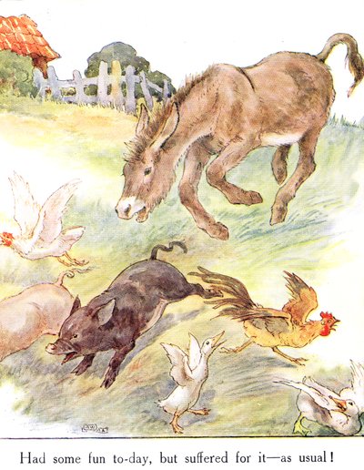 "استمتع ببعض المرح اليوم ، لكنه عانى من أجله - كالمعتاد!" ، توضيح من كتاب Naughty Neddy Book ، الذي نشره Thomas Nelson und Sons ، 1920s بواسطة آن أندرسون