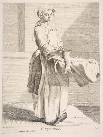 بائع أسماك ، 1738. بواسطة آن كلود فيليب دي كايلس