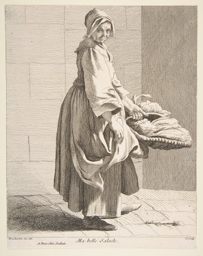 بائع الخس ، 1742. بواسطة آن كلود فيليب دي كايلس