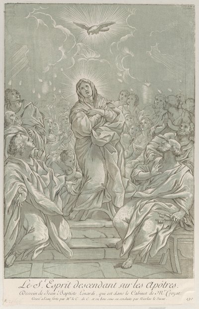 عيد العنصرة ، مع وضع العذراء في المركز ، والروح القدس أعلاه ، والرسل ... ، كاليفورنيا. 1729. بواسطة آن كلود فيليب دي كايلس