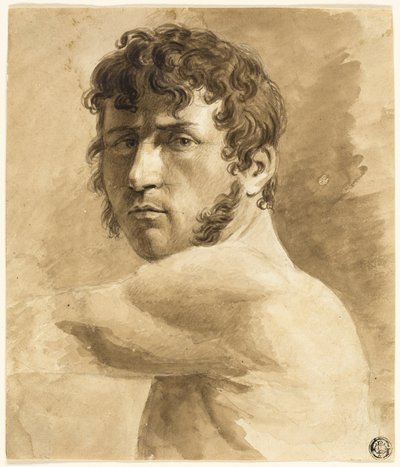 تمثال نصفي لذكر عاري (على الوجه)؛ رسم تخطيطي لرجل مع رسومات لنساء (على الظهر) بواسطة آن لويس جيروديت دي روسي تريوسون