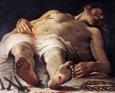 المسيح الميت ، بواسطة أنيبال كاراتشي (1560-1609) ، زيت على قماش ، 707 × 888 سم بواسطة أنيبال كاراتشي