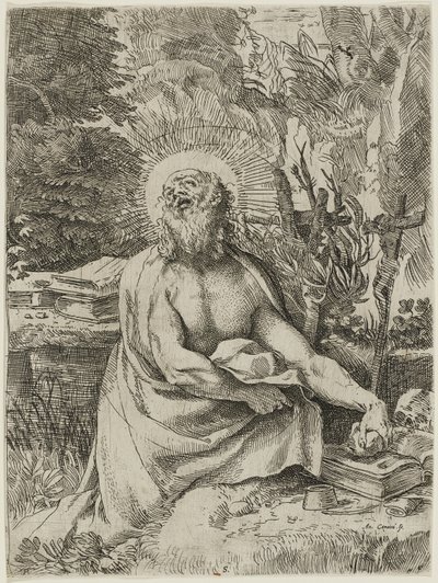 القديس جيروم في البرية ، c.1591 (النقش على النقش على الورق ، iii) بواسطة أنيبال كاراتشي