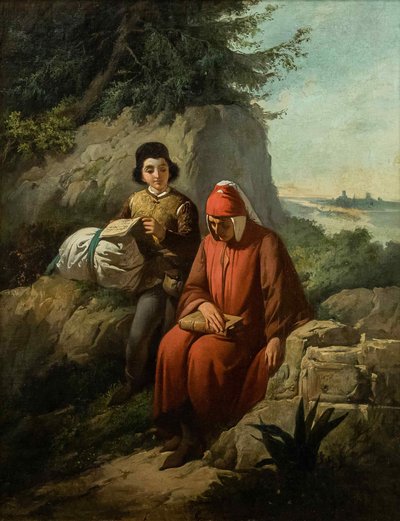 دانتي في المنفى ، 1854. بواسطة أنيبال جاتي