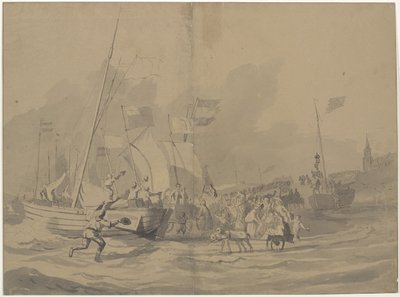 وصول الأمير ويليم فريدريك على شاطئ شيفينينغن ، 30 نوفمبر 1813 بواسطة مجهول
