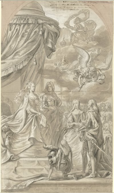 قصة زواج الأرشيدوقة ماريا آنا من النمسا وتشارلز ألكسندر من لورين ، 1744 بواسطة مجهول