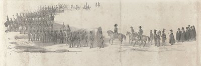 جنازة الملك الراحل ويليم الثاني في دلفت في 4 أبريل 1849 (الصفحة 2) خمس أوراق متجاورة من موكب جنازة ويليام الثاني في عام 1849 (عنوان السلسلة) بواسطة أريا كورنيليس كروسمان
