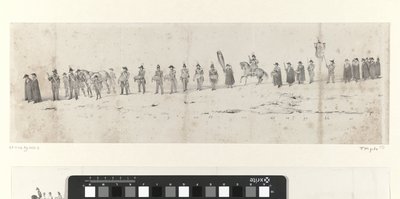 جنازة الملك الراحل ويليم الثاني في دلفت في 4 أبريل 1849 (الصفحة 3) خمس أوراق متجاورة من موكب جنازة ويليام الثاني في عام 1849 (عنوان السلسلة) بواسطة أريا كورنيليس كروسمان