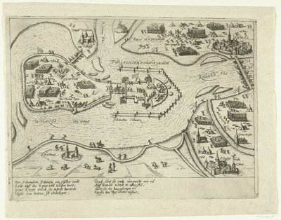 حصار الأسبان شنكنشان ، 1599 Forialicium Schenckianum (العنوان على الكائن) بواسطة فرانس هوغنبرغ (ورشة عمل)