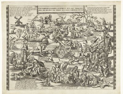 The Rogstekers van Weert ، حوالي 1650 غي البرغر والمزارعين هنا مع بلايدن كيف حارب هؤلاء الأبطال فان ويرت ضد روتش ميت (العنوان على الشيء) بواسطة هنريك فيسجاغر