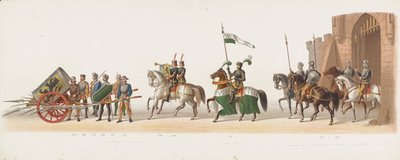 موكب دلفت عام 1873 (اللوحة العاشرة) موكب بالملابس عقده أعضاء Delftsche Studentencorps في 8 يوليو 1873 ، يصور: دخول Karel van Egmond ، دوق Guelders ، كونت Zutphen ، إلى Arnhem في عام 1492 (سلسلة t بواسطة تريسلينج وكومب.
