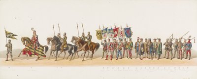 موكب دلفت عام 1873 (اللوحة الثانية) موكب بالملابس عقده أعضاء Delftsche Studentencorps في 8 يوليو 1873 ، يصور: دخول Karel van Egmond ، دوق Guelders ، كونت Zutphen ، إلى Arnhem في عام 1492 (سلسلة t بواسطة تريسلينج وكومب.