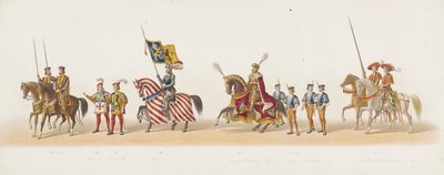 موكب دلفت عام 1873 (اللوحة الخامسة) موكب بالملابس عقده أعضاء Delftsche Studentencorps في 8 يوليو 1873 ، يصور: دخول Karel van Egmond ، دوق Guelders ، كونت Zutphen ، إلى Arnhem في عام 1492 (سلسلة t بواسطة تريسلينج وكومب.