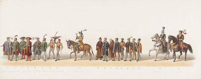 موكب دلفت عام 1873 (اللوحة السادسة) موكب بالملابس أقامه أعضاء Delftsche Studentencorps في 8 يوليو 1873 ، يصور: دخول Karel van Egmond ، دوق Guelders ، كونت Zutphen ، إلى Arnhem في عام 1492 (سلسلة ti بواسطة تريسلينج وكومب.