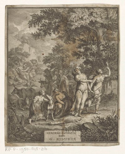 ديانا ورعاة صفحة العنوان لـ: Gerard Kempher، Herderszangen، 1732 بواسطة مجهول