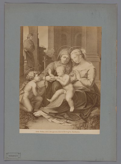 استنساخ صورة لنقش بعد لوحة العائلة المقدسة لرافائيل روما. غال. بورغيزي. العائلة المقدسة. Raffaello (العنوان على الكائن) بواسطة رافائيل