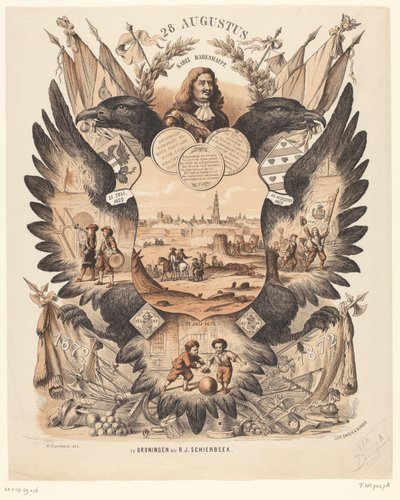 لوحة تذكارية بمناسبة الاحتفال بمرور 200 عام على نقش جرونينجن 1672-1872 بواسطة أوتو إيريلمان