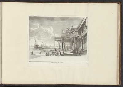 منظر لـ Palazzo Montalto على الساحل في نابولي Palais de Mont Alto à Naples (العنوان على الكائن) القصور والمعالم الأثرية في البندقية وليفورنو ونابولي وروما (عنوان السلسلة) بواسطة ملكيور كوزيل (الأول) (ربما)