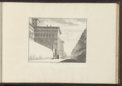 منظر لفيلا بورغيزي في روما Le Palais de Vallamena à Gennes (العنوان على الكائن) القصور والمعالم الأثرية في البندقية وليفورنو ونابولي وروما (عنوان السلسلة) بواسطة ملكيور كوزيل (الأول) (ربما)