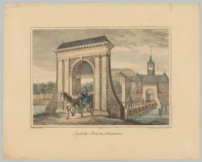 منظر ليدسبورت في أمستردام Leydsche Poort في أمستردام (العنوان على الكائن) مناظر للبوابات الست الرئيسية لمدينة أمستردام. 1st Cahier (عنوان المسلسل) بواسطة Desguerrois and Co.