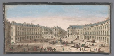 Gezicht op de Place des Victoires te Paris منظر ل Place des Victoires (العنوان على الكائن) بواسطة جاك ريغو (ربما)