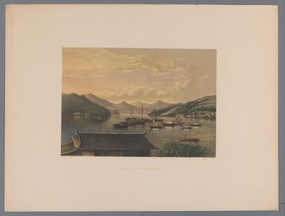 Gezicht op de baai van Nagasaki عرض في خليج Nangasaki (العنوان على الكائن) تذكار مناظر اليابان من الطبيعة مع نص بقلم كونت دي ليندن (عنوان السلسلة على الكائن) بواسطة مجهول