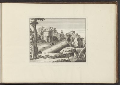 منظر لحطام م. كوريتي م. Curty Sepulchrum (العنوان على الكائن) القصور والمعالم الأثرية في البندقية وليفورنو ونابولي وروما (عنوان السلسلة) بواسطة ملكيور كوزيل (الأول) (ربما)