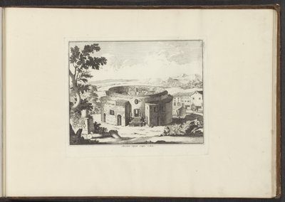 منظر لأطلال ضريح أوغسطس في روما ضريح Augusti Vestigia à Rome (العنوان على الكائن) القصور والمعالم الأثرية في البندقية وليفورنو ونابولي وروما (عنوان السلسلة) بواسطة ملكيور كوزيل (الأول) (ربما)