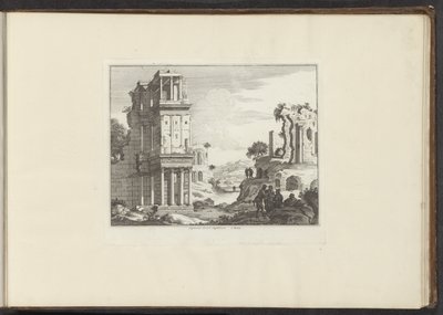 منظر لأطلال سبتيزونيوم في روما Septizonii Severi Sepulchrum à Roma (العنوان على الكائن) القصور والمعالم الأثرية في البندقية وليفورنو ونابولي وروما (عنوان السلسلة) بواسطة ملكيور كوزيل (الأول) (ربما)