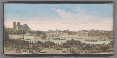 Gezicht op de stad Parijs gezien vanaf de Quai de Miramion منظر خاص آخر لباريس ، من Nôtre Dame إلى Pont de la Tournelle (العنوان على الجسم) بواسطة مجهول