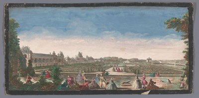 Gezicht op de tuin en het قصر فونتينبلو منظر لجزء من Château de Fontainebleau ، والقاعة (العنوان على الكائن) بواسطة جاك ريغو (ربما)