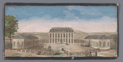 منظر للواجهة الأمامية من Chateau de Belle-Vue في Meudon جائزة Vüe du Chateau de Belle-Vüe du côté de la Cour (العنوان على الكائن) بواسطة جاك ريغو (ربما)