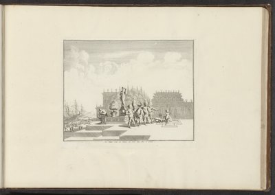 منظر لقصر وتماثيل على الواجهة البحرية في جنوة Le Palais orné de Statues، au bord dela Mer à Gennes (العنوان على الكائن) القصور والمعالم الأثرية في البندقية وليفورنو ونابولي وروما (عنوان السلسلة) بواسطة ملكيور كوزيل (الأول) (ربما)