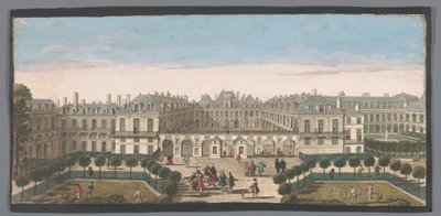 منظر للقصر الملكي في باريس Vûë du Palais Royal (العنوان على الكائن) بواسطة جاك ريغو (ربما)