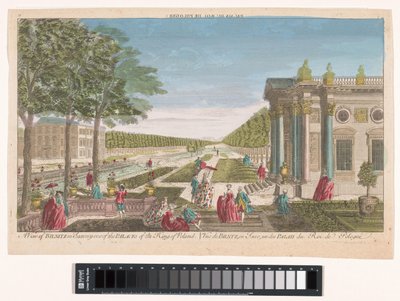 Gezicht op het Schloss Pillnitz منظر لبلنتز في ساكسونيا أحد قصور ملك بولندا (العنوان على الجسم) بواسطة ستيفنز