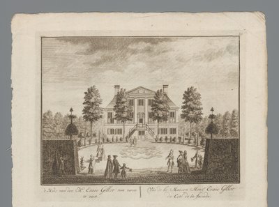 مناظر لملكية إيساي جيلوت الريفية بيت السيد. Esaie Gillot من الأمام / Vüe de la Maison Monsr. Esaie Gillot du Coté de la facade (العنوان على الكائن) عرض من الداخل لمجلس الوزراء من الموارد البشرية. Esaie Gillot / Vüe de la Maison de M بواسطة دانيال ستوبندال